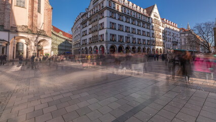 Kaufingerstrasse, shopping street and pedestrian zone in Munich downtown near the Marienplatz...