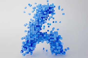 letter Alphabet made with thousands of cubes, in the style of data visualizatio