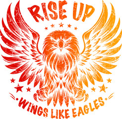 Flying Eagle Illustration, Rise Up Gradient Colors Image, Wings like Eagles. - 731045466