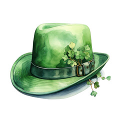 A festive green top hat with a shamrock, perfect for celebrating St Patrick's Day in leprechaun style