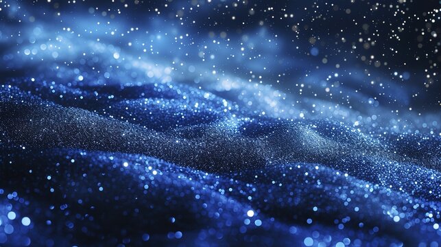 surface rough grain universe sky night space outer fantasy fantastic effect stars glow twinkling design background abstract shiny glitter blue indigo dark black © Thanthara