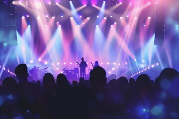 Fototapeta na wymiar crowd of people silhouette dancing at concert