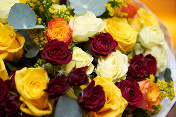 A bouquet of flowers in close-up