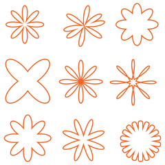 Flower, line icons set. The flowers of different shapes, symbols collection - obrazy, fototapety, plakaty