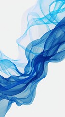 A blue abstract wave pattern set against a white background.
