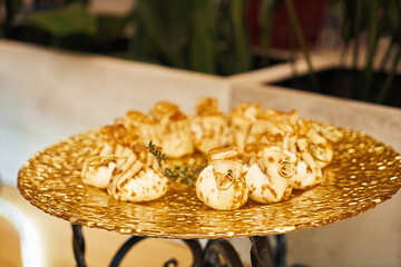 A set of beautiful snacks on the table. The buffet is on the table. Catering