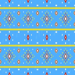 Ikat ethnic colorful pattern traditional Design for background,carpet,wallpaper,clothing,wrapping,fabric, illustration.embroidery style.