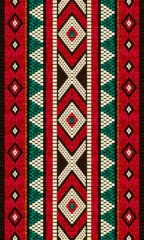 Foto op Canvas Vertical Traditional Arabian Sadu Weaving Pattern In Red Black And White Sheep Wool by Craitza © Craitza