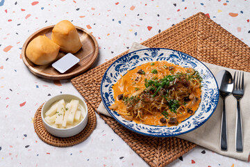 Pepper, tomato, pasta, spaghetti, rosé, shrimp, cream, perilla, aglio e olio, trouble, pollack, tripe, garlic, omurice, gambas, al-hiyo,