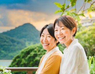 Obraz premium 笑顔の中年女性