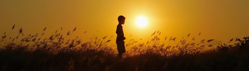 Sunset Silhouette, background image, generative AI