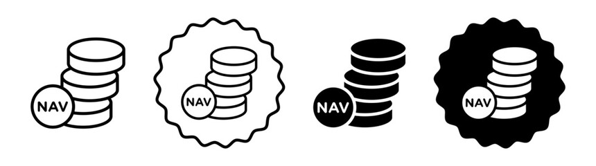 Net asset value set in black and white color. Net asset value simple flat icon vector