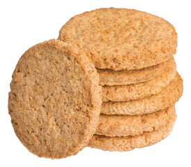 Oat cookies isolated on white or transparent background, clipping path