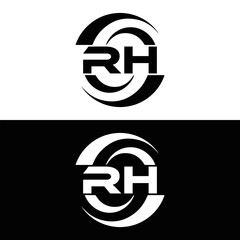 RH logo. RH set , R H design. White RH letter. RH, R H letter logo design. Initial letter RH letter logo set, linked circle uppercase monogram logo. R H letter logo vector design.	
