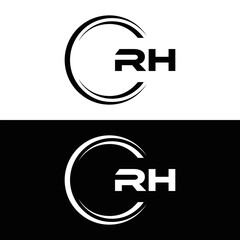 RH logo. RH set , R H design. White RH letter. RH, R H letter logo design. Initial letter RH letter logo set, linked circle uppercase monogram logo. R H letter logo vector design.	
