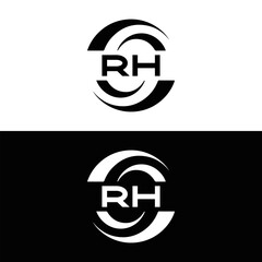 RH logo. RH set , R H design. White RH letter. RH, R H letter logo design. Initial letter RH letter logo set, linked circle uppercase monogram logo. R H letter logo vector design.	
