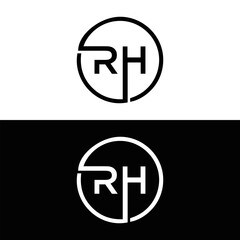 RH logo. RH set , R H design. White RH letter. RH, R H letter logo design. Initial letter RH letter logo set, linked circle uppercase monogram logo. R H letter logo vector design.	
