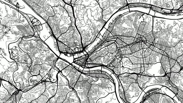 Zoom Out Road Map of Pittsburgh Pennsylvania