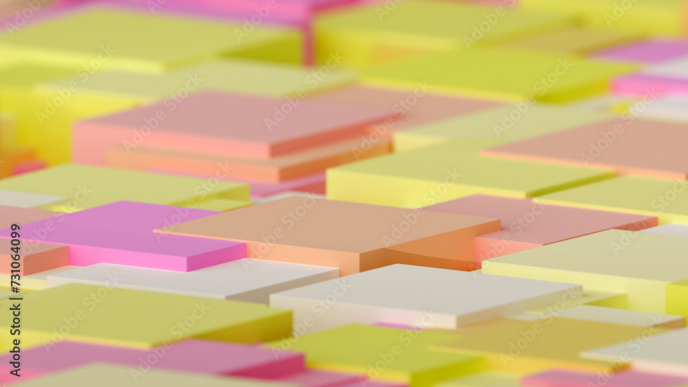 Poster abstract geometric background with multi-colored 3d cubes. modern abstract pattern with 3d render cu