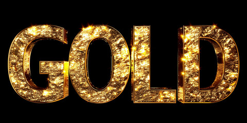 Gold word made of golden letters