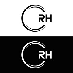 RH logo. RH set , R H design. White RH letter. RH, R H letter logo design. Initial letter RH letter logo set, linked circle uppercase monogram logo. R H letter logo vector design.	
