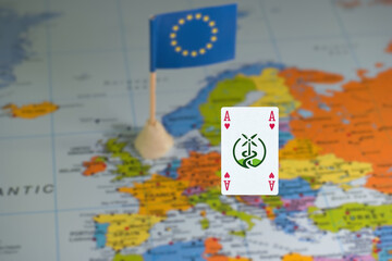 map, europe, european union, flag, colors, blur, playing card, s