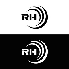 RH logo. RH set , R H design. White RH letter. RH, R H letter logo design. Initial letter RH letter logo set, linked circle uppercase monogram logo. R H letter logo vector design.	
