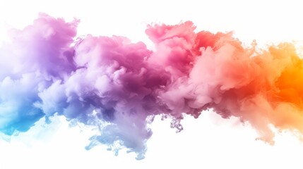 Fototapeta premium A dense and colorful cloud of haze is isolated against a white background, creating a striking visual contrast.