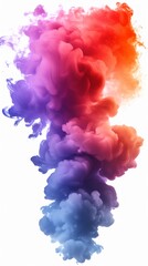Fototapeta premium A dense and colorful cloud of haze is isolated against a white background, creating a striking visual contrast.