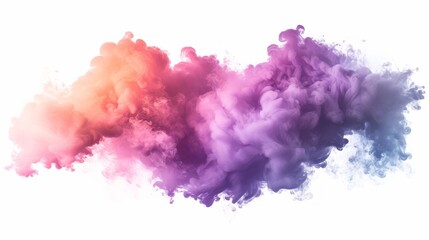 Fototapeta premium A dense and colorful cloud of haze is isolated against a white background, creating a striking visual contrast.