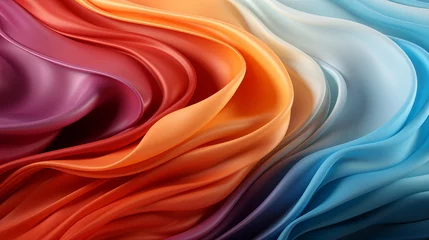 Poster Background Colorful red tone gradient rainbow overlay abstract background bright creative, waves of fabric, template luxurious cloth festivals,Glossy smooth texture, flowing, curve lines wallpaper © Sittipol 