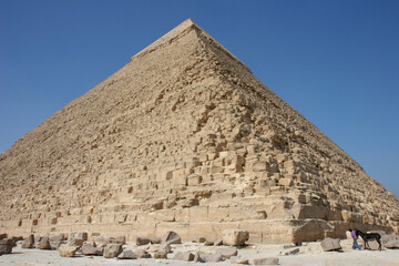 The Great Pyramids in Giza pyramid complex, Egypt. One of Seven Wonders of the World.