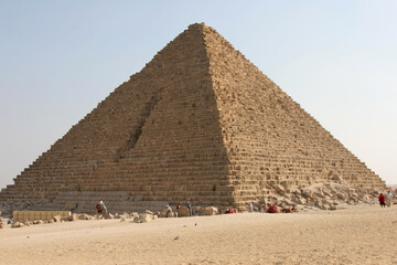 Fototapeta na wymiar The Great Pyramids in Giza pyramid complex, Egypt. One of Seven Wonders of the World.