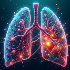 3d model of lungs affected by cancer, 4k, hd - obrazy, fototapety, plakaty