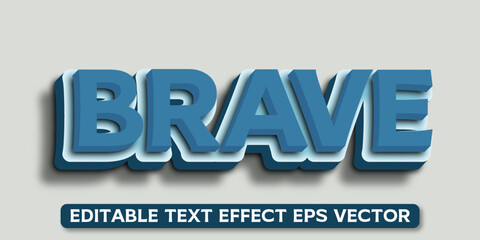 Brave blue color editable 3d text effect eps vector