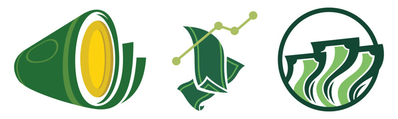 Money. Dollars banknotes. Cash money. Business and money investment. business income card with items. Flat style Vector illustration