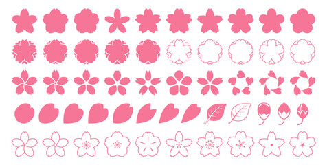 桜と花びらのアイコンセット