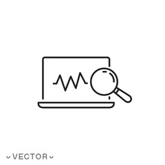 computer diagnostics icon, thin line symbol isolated on white background, editable stroke eps 10 vector illustration