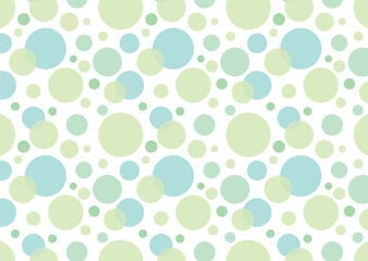 Fototapeta na wymiar パステルカラーの水玉模様シームレスパターン背景/グリーン・ブルー