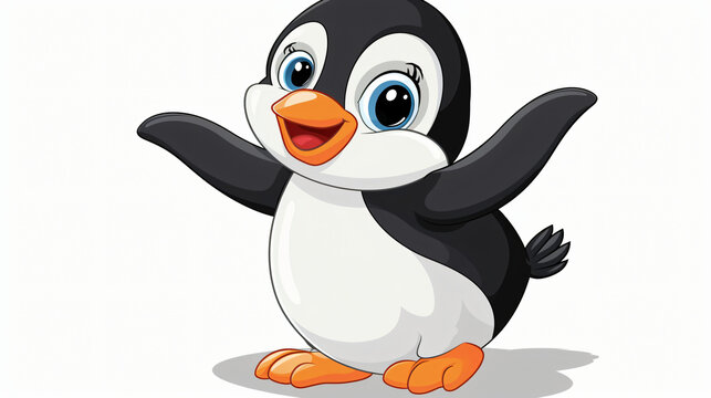 Vector illustration of cute baby penguin cartoon.