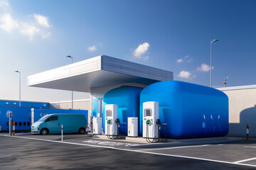 Hydrogen fuel tanks and charging stations.