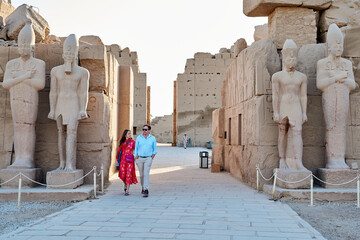 Famous ancient Karnak Temple complex, Luxor, Egypt. Ancient ruins of Karnak temple in Luxor. Egypt....