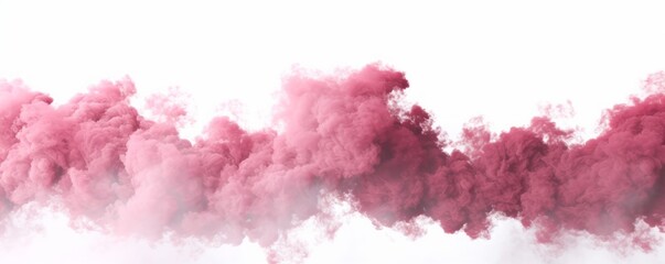 Pink smoke cloud isolated on a white background, ideal for graphic designs and artistic compositions. - obrazy, fototapety, plakaty