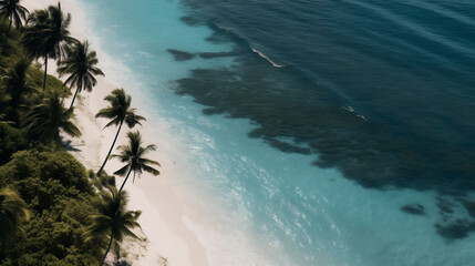 Aerial view of a tropical beach in the Caribbean sea
