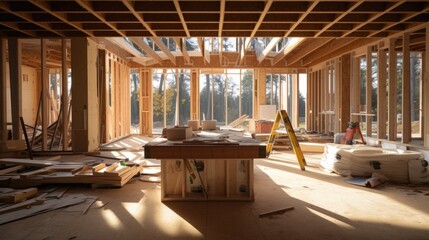 Incomplete house interior remodeling or building