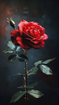 Illustration of an extra-large red rose.