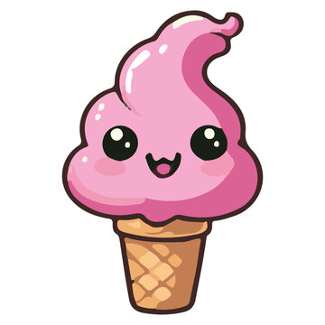 cute ice cream kawaii illustration