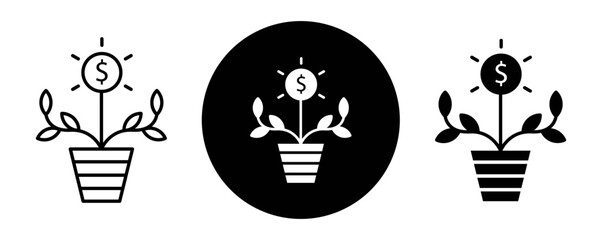 Short-term capital appreciation outline icon collection or set. Short-term capital appreciation Thin vector line art