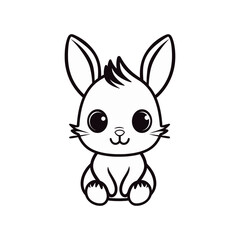 Rabbit in outline drawing on a white background, rabbit illustration. Easter bunny. Easter bunny.