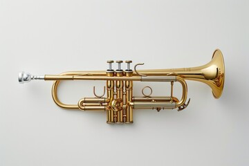 trumpet isolated on white background, side view - obrazy, fototapety, plakaty